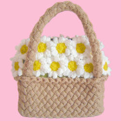 Knitted Flower Basket Handbag